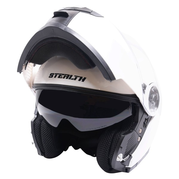 Bike It Stealth V159 Flip Road Helmet Plain White Gloss